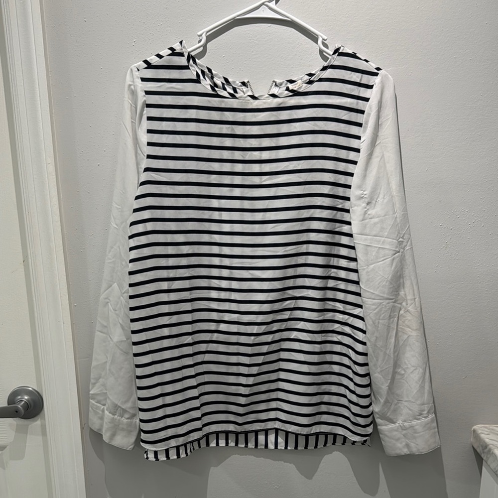 Old Navy Black and White Ruffled Sailor Collar Blouse